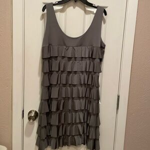Metallic Silver Ruffle Dress